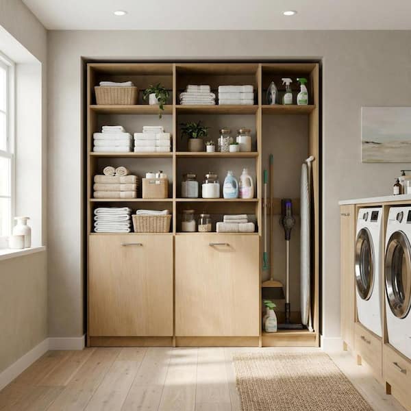 MODULAR CLOSETS Alto Laundry Room 61.5 in. W White 2-Shelf Tower