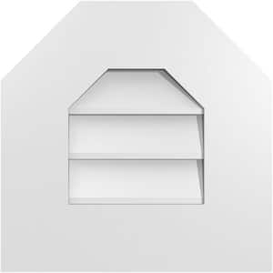 14 in. x 14 in. Octagonal Top Surface Mount PVC Gable Vent: Decorative with Standard Frame