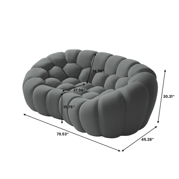 Magic Home 79 in. Memory Foam Bubble Sofa, Mesh Fabric Curved Armless Modular Sofa 2-Seater Couch for Reading Room in Dark Gray