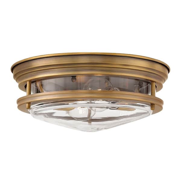 HINKLEY Hadley 12 in. 2-Light Brushed Bronze with Clear Glass Flush Mount