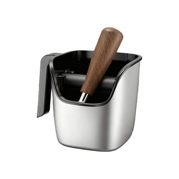 Stainless Steel Knock Box Espresso Accessory for Coffee Ground with Removable Knock Bar, Handle and Lid, Dishwasher safe