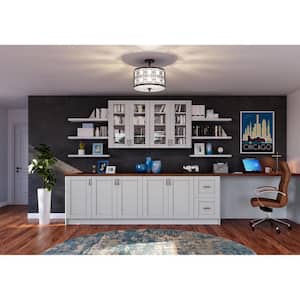 Cumberland Light Gray Shaker Assembled Glass Door Wall Kitchen Cabinet with 2 Drawer (15 in. W x 35 in. H x 14 in. D)