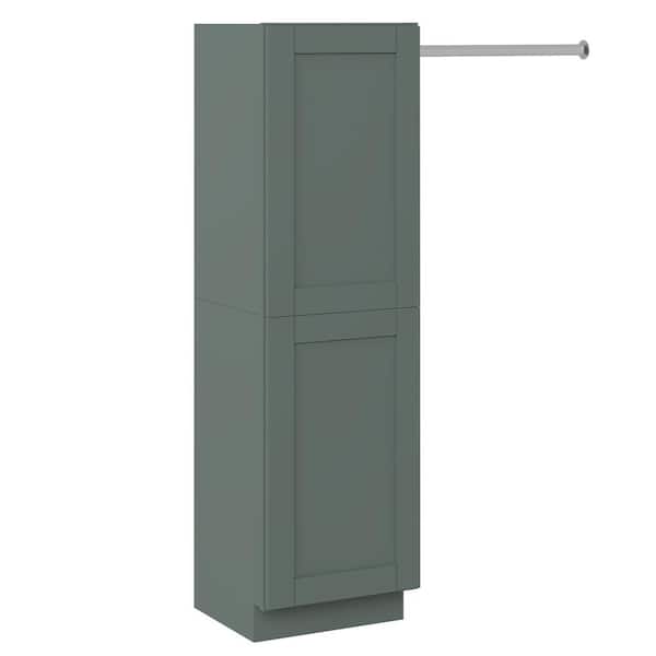 MILL'S PRIDE Richmond Aspen Green 64.5 in. H x 18 in. W x 12 in. D Plywood Laundry Room Wall Cabinet Tower and Rod with 2 Shelves