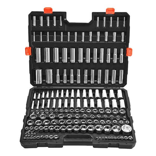 Socket Set, 163 Pieces, 3/8 & 1/4 & 1/2 in. Drive Socket Tool Set, SAE and Metric, Deep and Standard, Mechanic Tool Kit