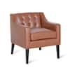 Noble House Annisa Cognac Brown and Espresso Faux Leather Tufted Accent ...