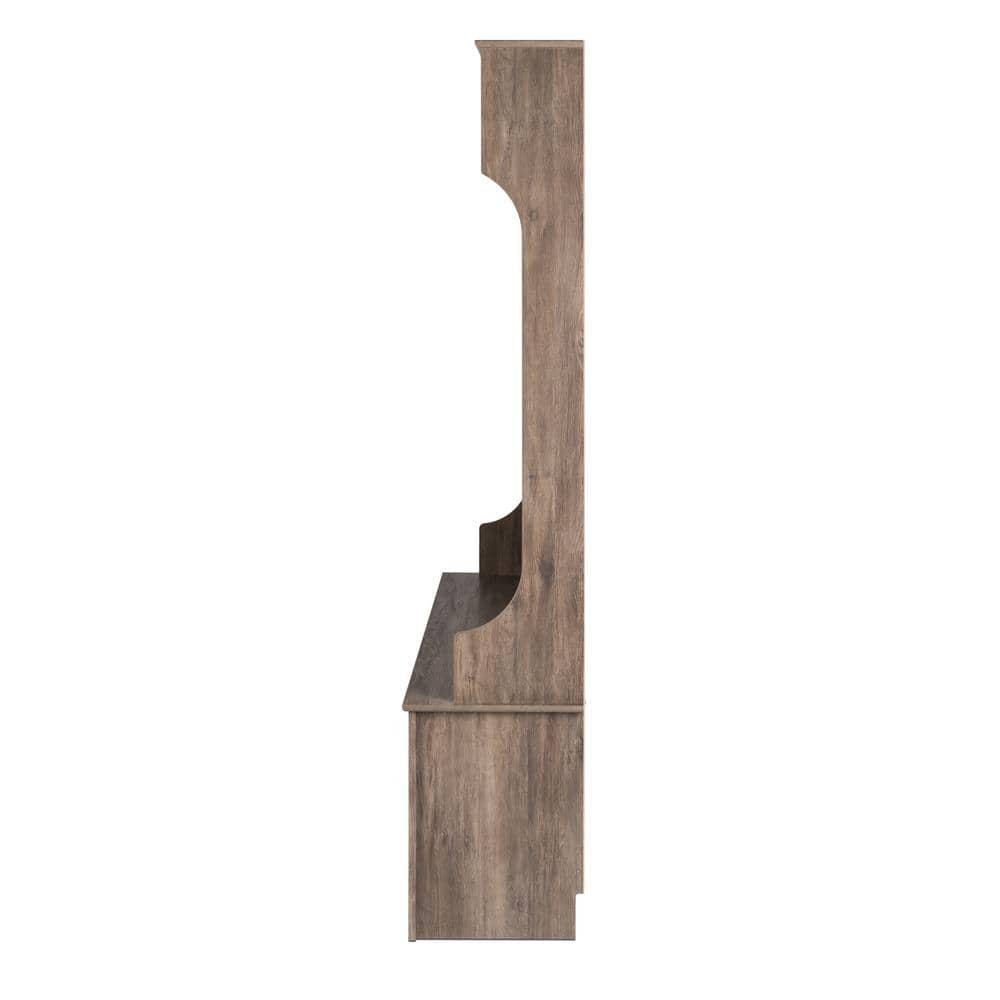 Drifted Gray Hall Tree with 24 Shoe Cubbies and Coat Hooks