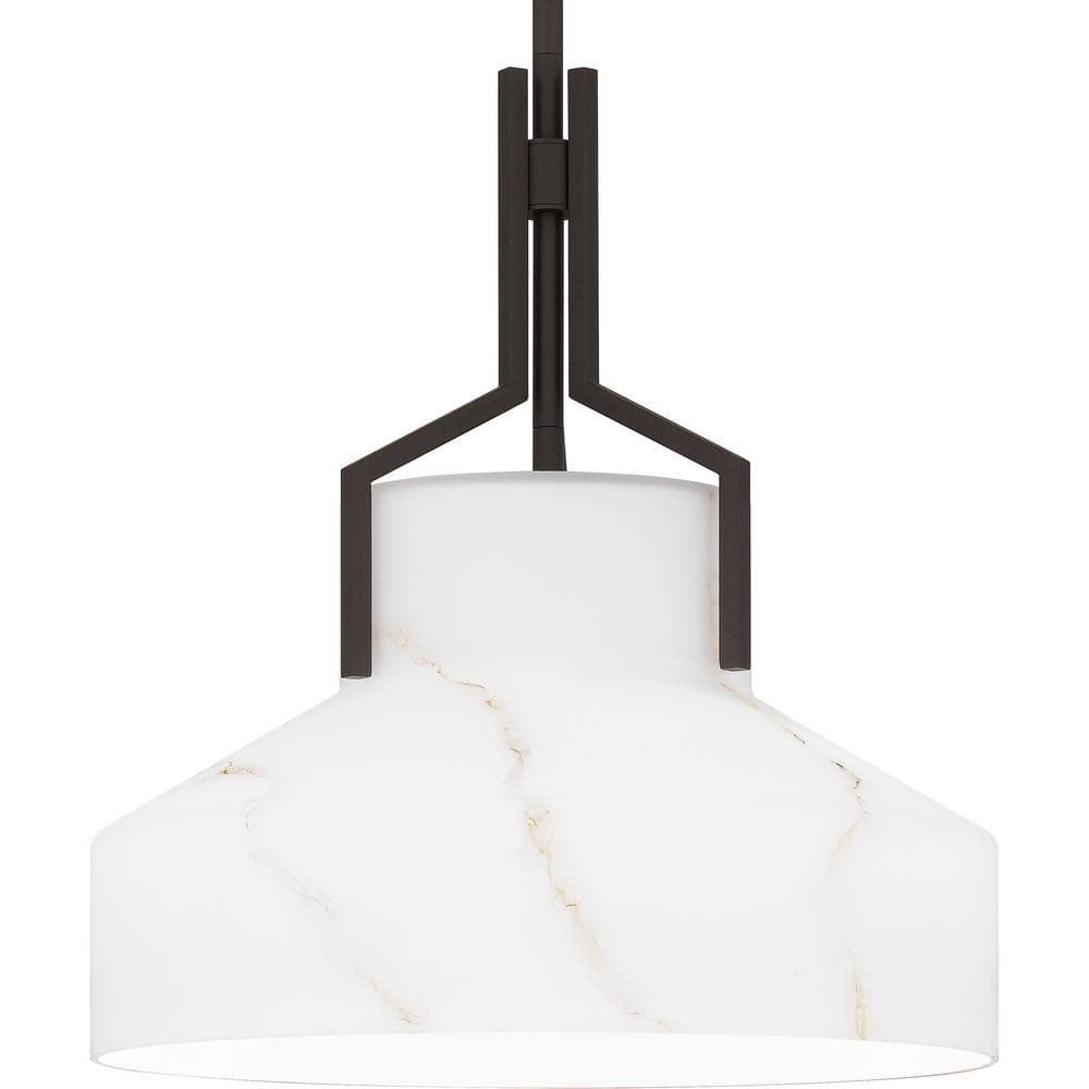 Brecken 16" Old Bronze Pendant Light with Alabaster Glass Shade
