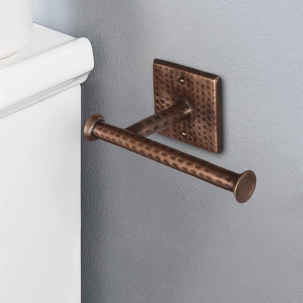 Hand Hammered Antique Copper Wall Mount Toilet Paper Holder
