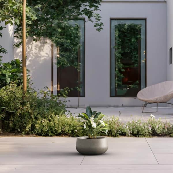Sapcrete Lightweight 11.5 in. x 6 in. Light Gray Extra Large Tall Round Concrete Plant Pot/Planter for Indoor and Outdoor