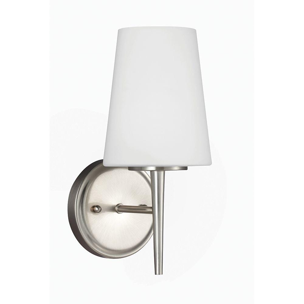 Brushed Nickel 1-Light Wall Sconce with Opal Glass Shade