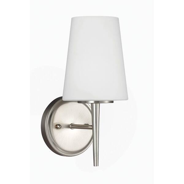 Sea Gull Lighting Driscoll 1-Light Chrome Wall/Bath Sconce with Inside White 