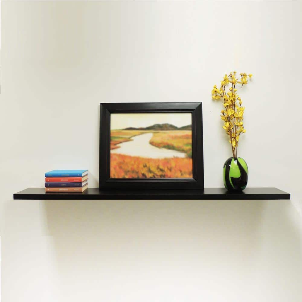 Slimline Black MDF Floating Wall Shelf 48-Inch