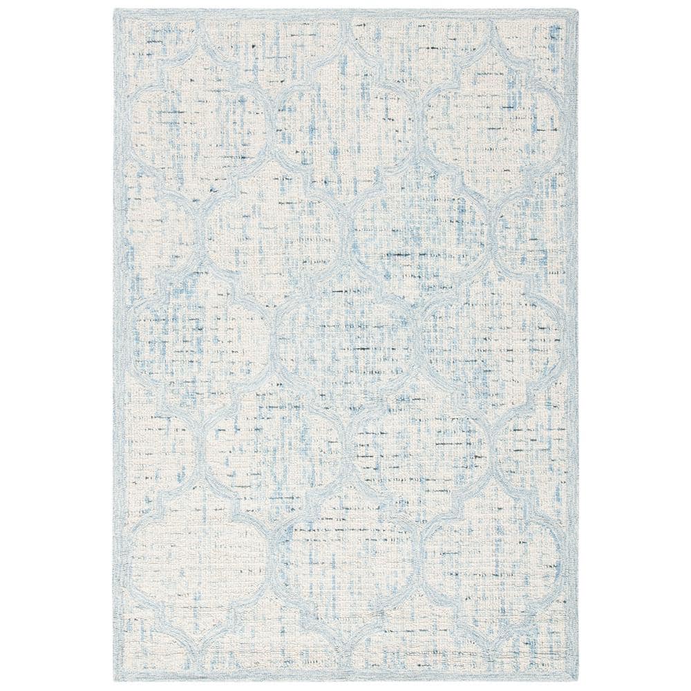 Abstract Ivory/Turquoise Doormat 2 ft. x 4 ft. Distressed Quatrefoil Area Rug price history on PriceWatchPro