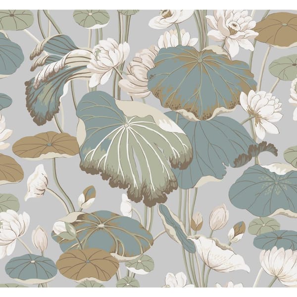 York Wallcoverings Lotus Pond Heather/Cotton Multi-Colored Matte Pre-pasted Paper Wallpaper 60.75 sq. ft