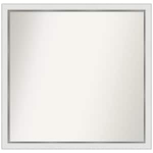 Medium Rectangle Satin White Silver Casual Mirror (34 in. H x 35 in. W)