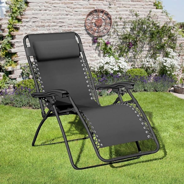 Royale Black Metal Outdoor Lounge Chair-GF06442YUSA - The Home Depot