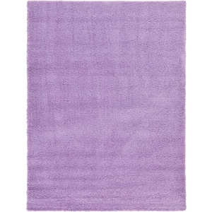 Solid Shag Lilac 8 ft. x 11 ft. Area Rug