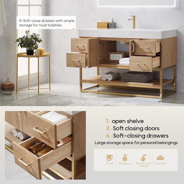 ROSWELL Alistair 48 in. Bath Vanity in North American Oak with