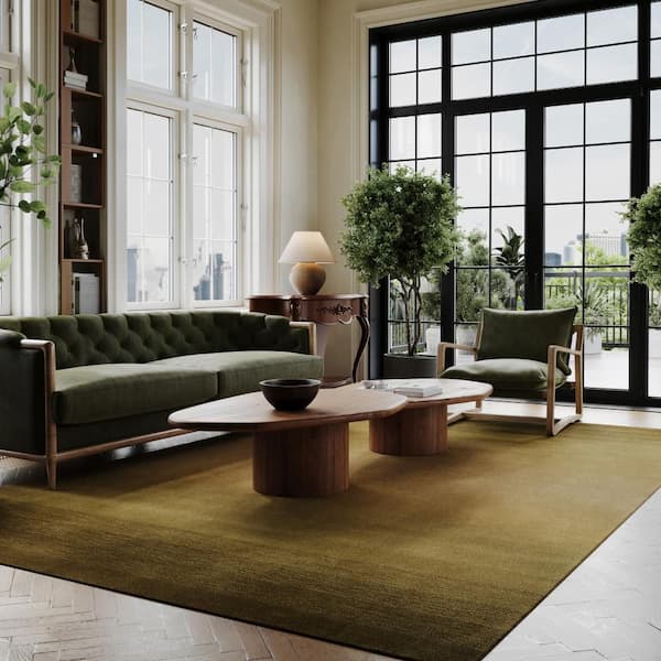 Ombre Hand Loomed Gradient Wool Olive Green 9 ft. x 12 ft. Indoor Area Rug