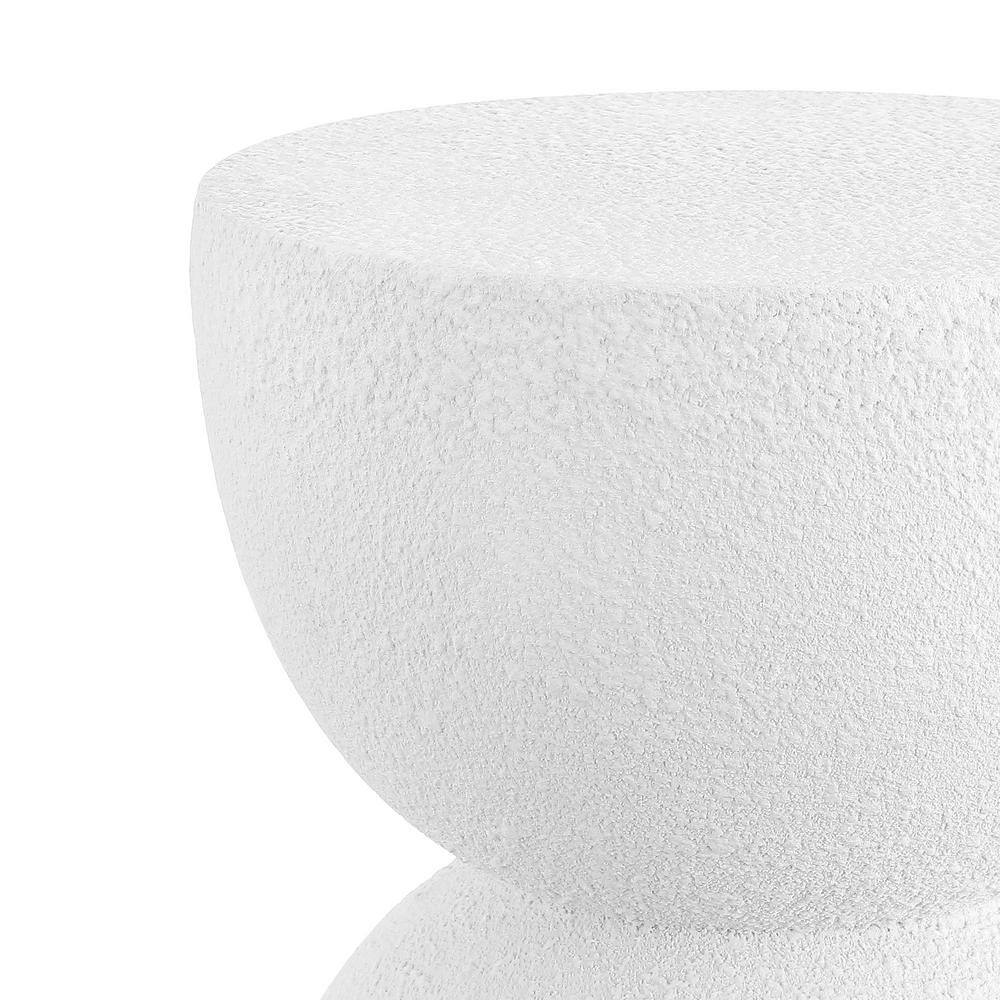Greta 18" White Polyresin Mid-Century Modern Drum Accent Table