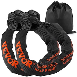 2 Synthetic Soft Shackle, 1/2 in. x 22 in. 20 T Breaking Strength Recovery Tow Chain Shackles Tow Ropes Black