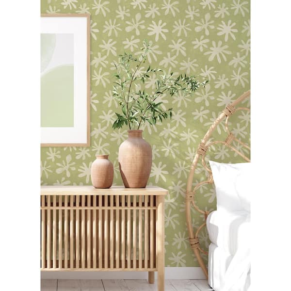 Sage green leaf Wallpaper  Peel and Stick or NonPasted