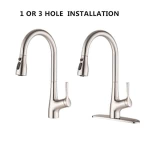 Swan Single Handle Pull Down Sprayer Kitchen Faucet 360° rotation Stainless in Brushed Nickel