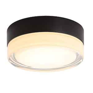 6 in. 11.5-Watt Modern White LED Integrated Flush Mount with White Glass Shade