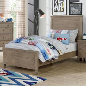 Ramponi Wire-Brushed Warm Gray Wood Frame Twin Panel Bed