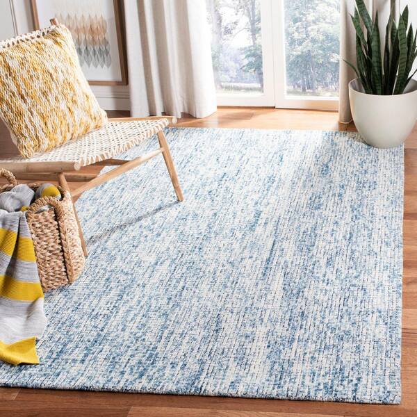 Abstract Ivory/Navy 6 ft. x 9 ft. Geometric Area Rug