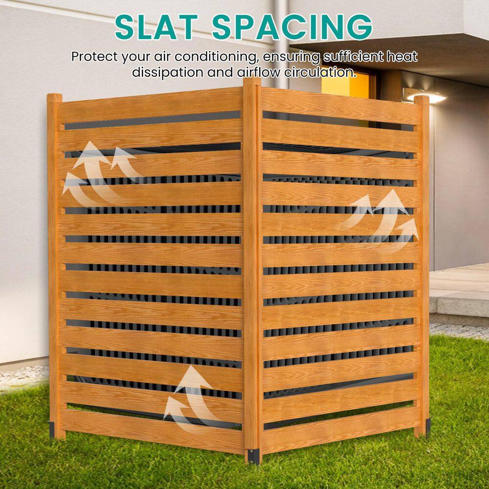 38" x 60" Light Brown Wood Privacy Fence with Metal Stakes
