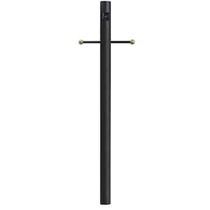 10 ft. Black Outdoor Direct Burial Lamp Post with Cross Arm and Auto Dusk-Dawn Photocell fits 3 in. Post Top Fixtures