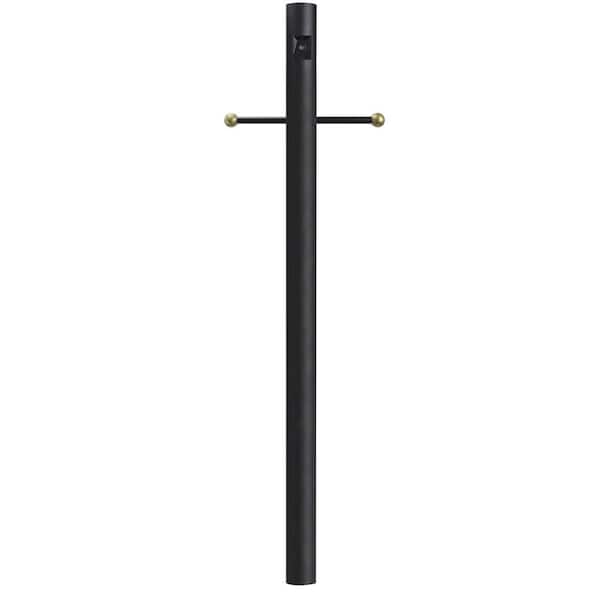 SOLUS 10 ft. Black Outdoor Direct Burial Lamp Post with Cross Arm and Auto Dusk-Dawn Photocell fits 3 in. Post Top Fixtures