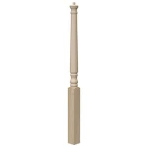 Stair Parts 4015 48 in. x 3 in. Unfinished Poplar Pin Top Starting or Balcony Newel Post for Stair Remodel