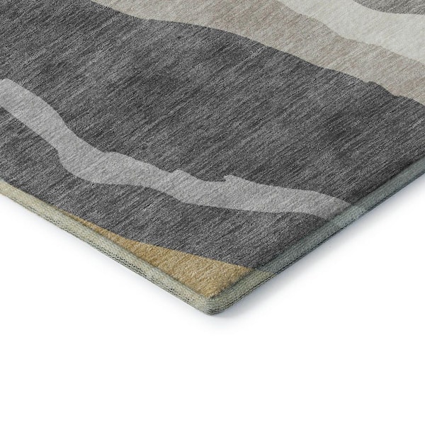 Mayfield Premium Machine Washable Abstract AMF1047 Black 5 ft. x 7 ft. 6 in. Area Rug