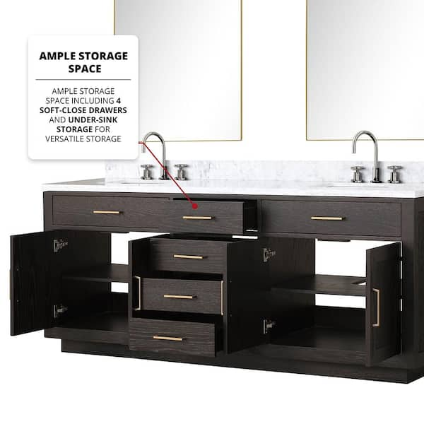 Lexora Condor 80 in W x 22 in D Brown Oak Double Bath Vanity and 