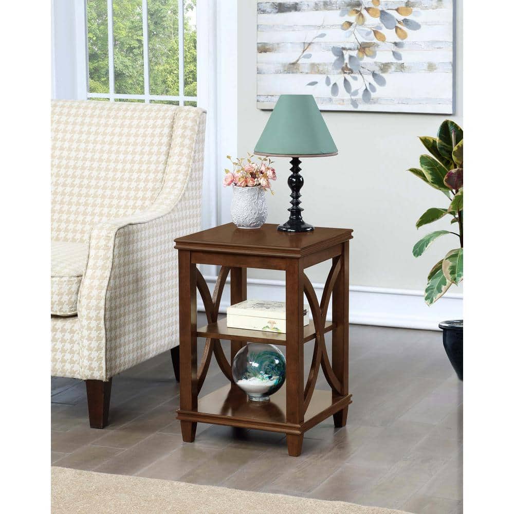 Espresso Oak Veneer 24" Transitional End Table with Shelves