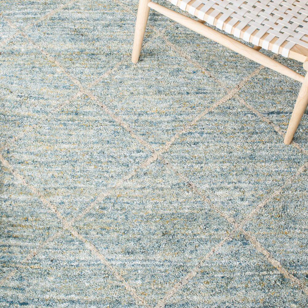 Handmade Blue Wool Tufted Square Rug - 6' x 6'