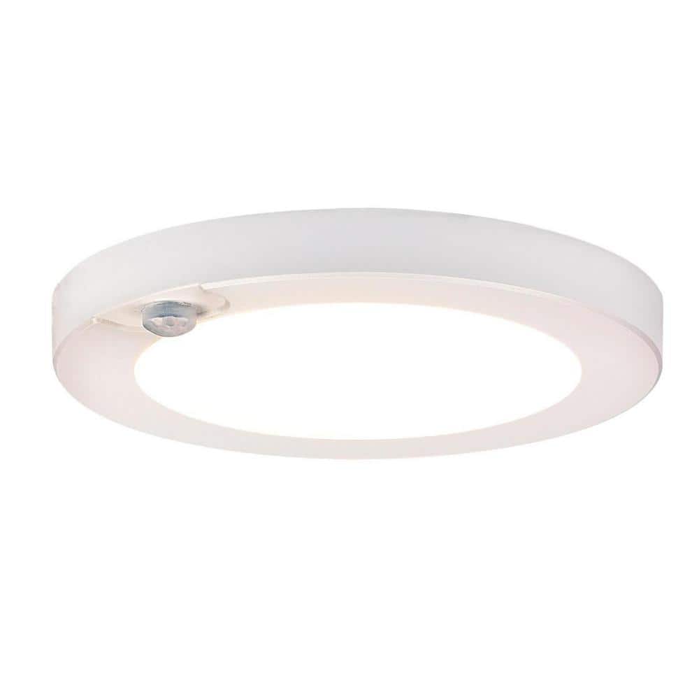 White Glass LED Flush Mount Ceiling Light with Motion Sensor