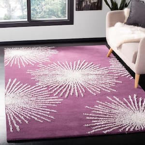 Soho Purple/Ivory Doormat 3 ft. x 4 ft. Distressed Starburst Area Rug