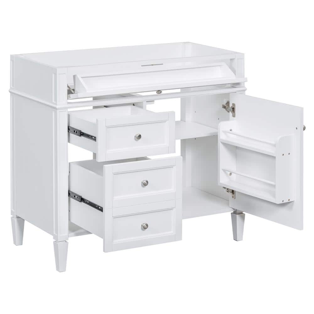 35 in. W x 17.87 in. D x 33 in. H Bathroom White Linen Cabinet
