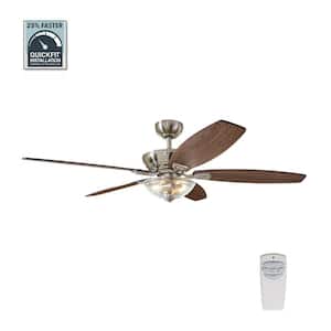 Connor 54 in. LED Brushed Nickel Dual-Mount Ceiling Fan with Light Kit and Remote Control