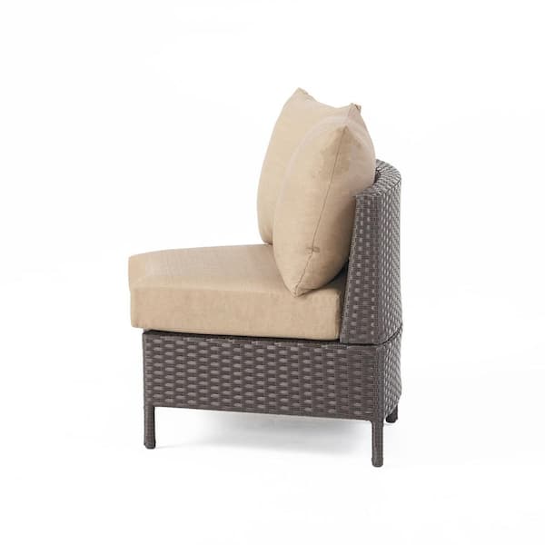 Newton Dark Brown 5-Piece Wicker Outdoor Sectional with Taupe Cushions