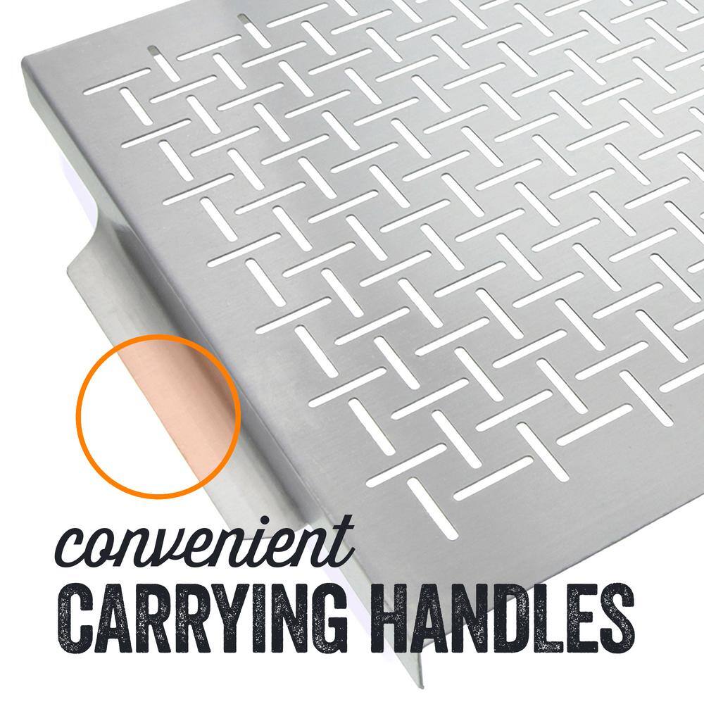 Large Stainless Steel Grill Topper Tray with Handles