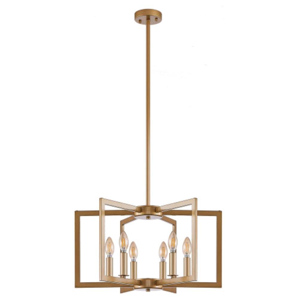 "22"" Modern Golden Geometric 6-Light Pendant for Living Dining Kitchen Entryway" price history on PriceWatchPro
