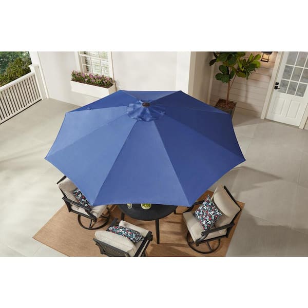 9 ft. Aluminum Market Crank and Tilt Patio Umbrella in Sky Blue