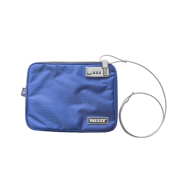 Vaultz Locking Pouch With Tether Medium Blue Vz00724 The Home Depot
