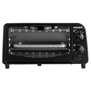 4-Slice Countertop Toaster Oven with Bake and Broil Functions and 30-Minute Timer in Black