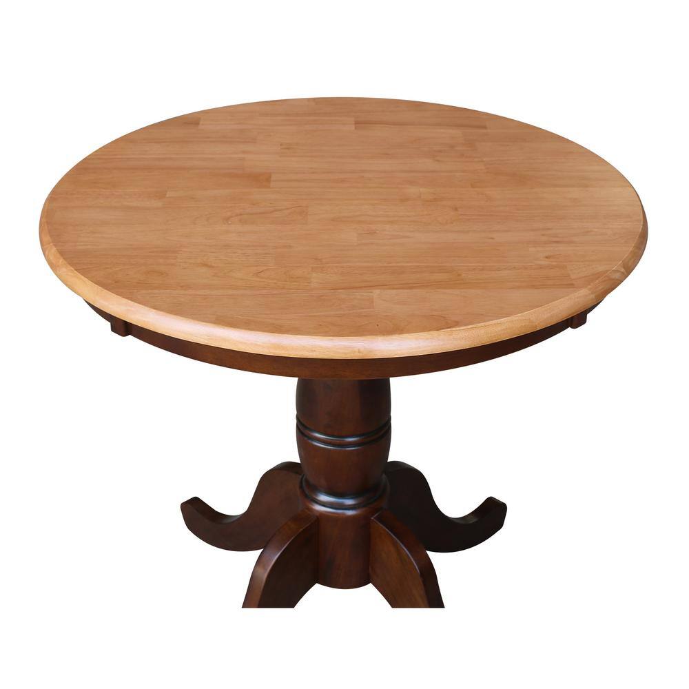 Cinnamon Espresso 30" Round Wood Farmhouse Dining Table