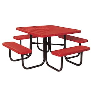 46 in. Diamond Red Commercial Park Portable Square Table